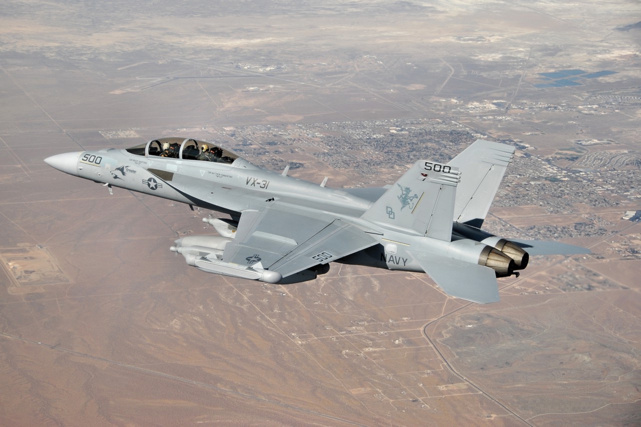 Navy jet flying over Indian Wells Valley